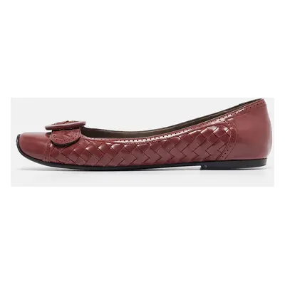 Bottega Veneta Brown Leather Buckle Ballet Flats Size