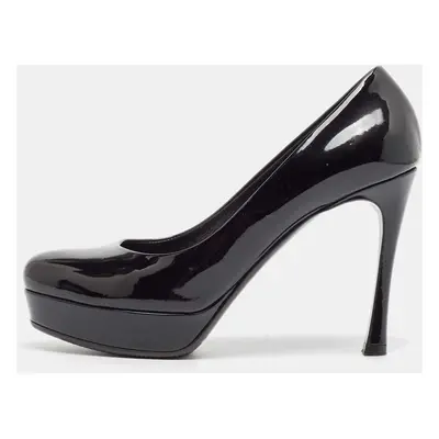 Yves Saint Laurent Black Patent Leather Platform Pumps Size 37.5