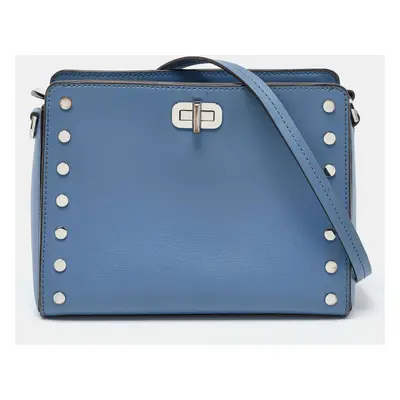 Michael Kors Blue Leather Sylvia Studded Shoulder Bag