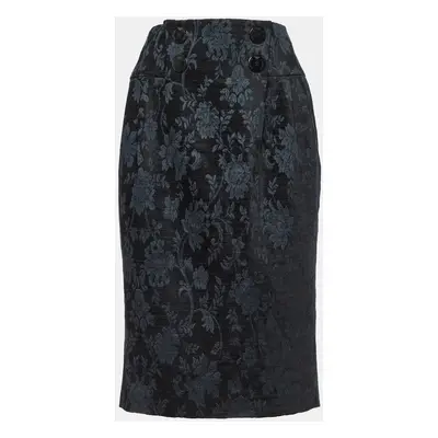 Emporio Armani Black Floral Jacquard Midi Skirt