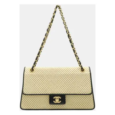 Chanel Cotton Jersey Enamel Micro Quilted Coco Mark Chain Shoulder Bag