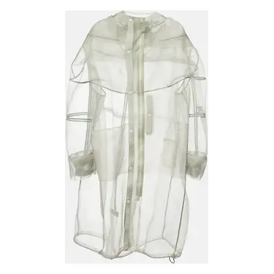 Dior Homme Sage Green Sheer Tulle Hooded Long Jacket