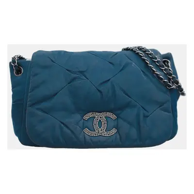 Chanel Blue Leather Flap Shoulder Bag