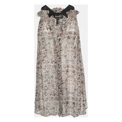 Isabel Marant Grey Printed Chiffon Silk Sleeveless Top