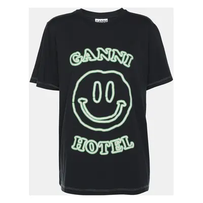 Ganni Black Cotton Hotel T-Shirt