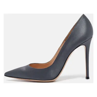 Gianvito Rossi Slate Grey Satin Pointed Toe Pumps Size