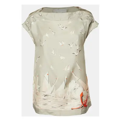 Stella McCartney Beige Printed Silk Top