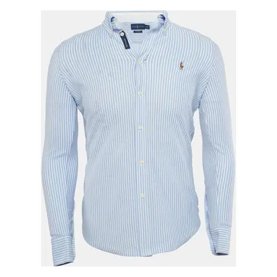 Ralph Lauren Blue Striped Cotton Knit Oxford Button Down Shirt