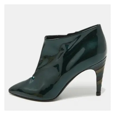 Jimmy Choo Green Patent Leather Ankle Boots Size 35.5