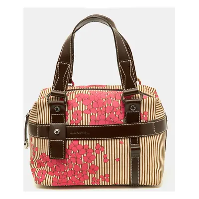 Lancel Multicolor Floral Fabric and Leather Zip Satchel