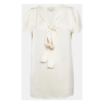 Stella McCartney Cream Satin Tie-Up Neck Blouse