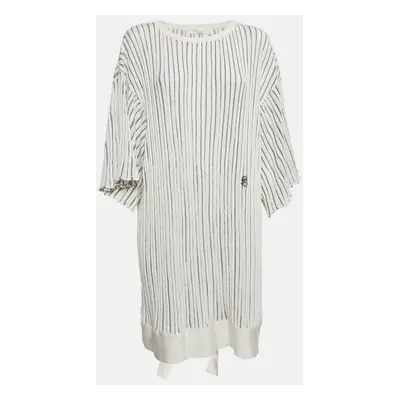 Chloe Off-White Patterned Knit Flared Sleeves Mini Dress