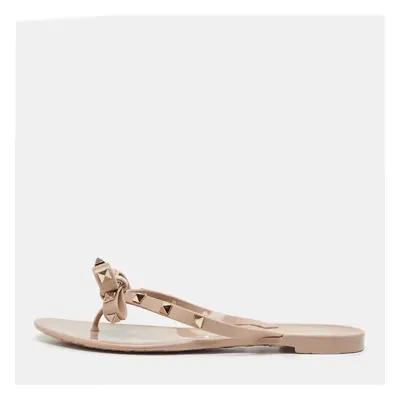 Valentino Pink Rubber Rockstud Thong Flats Size