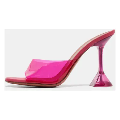 Amina Muaddi Pink PVC Lupita Sandals Size