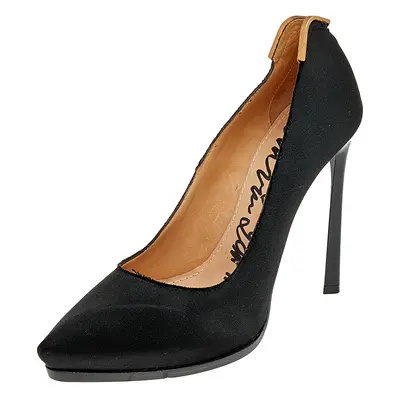 Lanvin Black Satin Pointed Toe Pumps Size