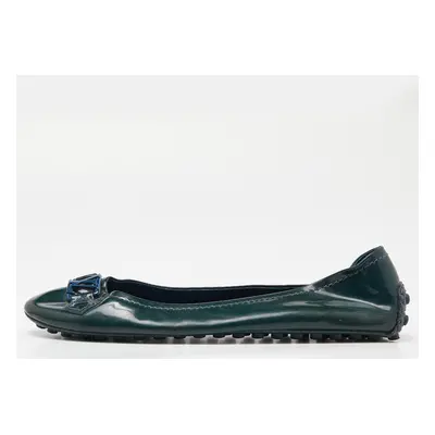 Louis Vuitton Dark Green Patent Leather Oxford Ballet Flats Size 39.5