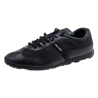 Prada Sport Black Leather And Nylon Low Top Sneakers Size