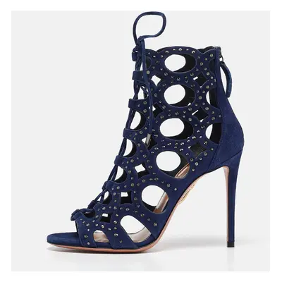 Aquazzura Blue Suede Begum Gladiator Sandals Size