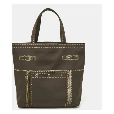 Yves Saint Laurent Brown Fabric Trompe L'oeil Tote