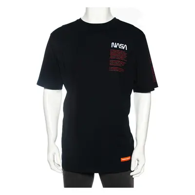 Heron Preston Black Cotton NASA Facts Logo Print Short Sleeve T-Shirt