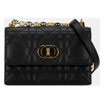 Christian Dior Black Lambskin Macrocannage Mini Miss Caro Bag