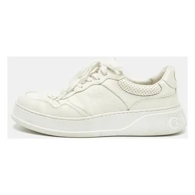 Gucci Cream Leather GG Embossed Sneakers Size