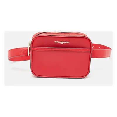 Karl Lagerfeld Red Leather Camera Waist Belt Bag