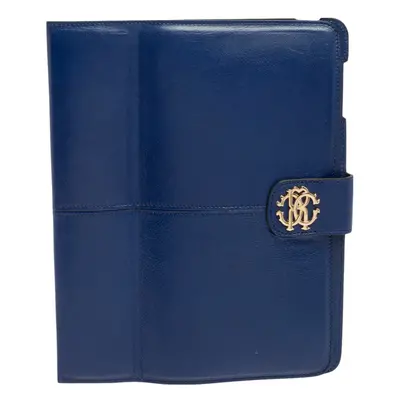 Roberto Cavalli Blue Leather Logo Buckle Detail Tablet Case