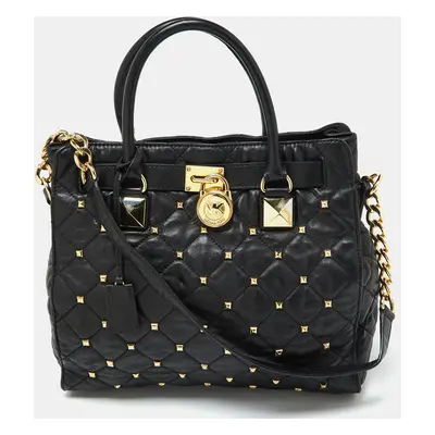 MICHAEL Michael Kors Black Leather Large Studded Hamilton North South Tote