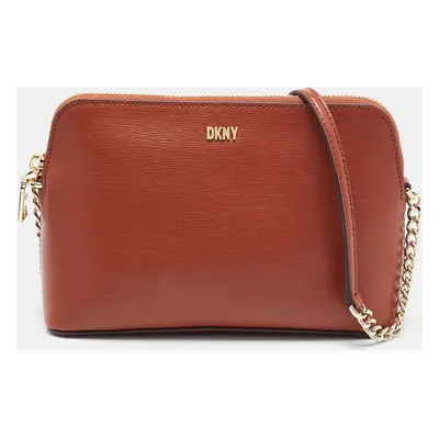 DKNY Brown Leather Dome Crossbody Bag