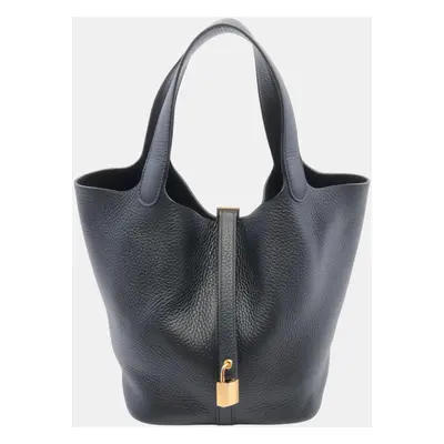 Hermes Picotin Lock MM Handbag Black Leather