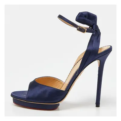 Charlotte Olympia Blue Satin Wallace Ankle Strap Sandals Size