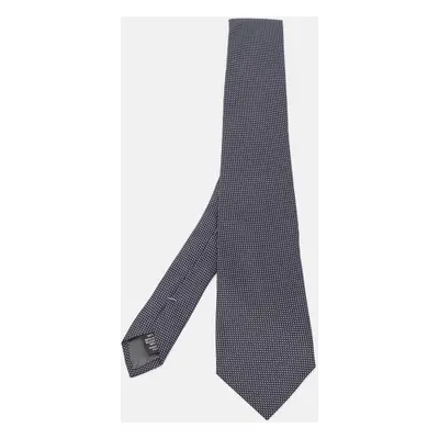 Ermenegildo Zegna Navy Blue Dotted Pattern Silk Tie