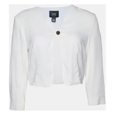 Class By Roberto Cavalli White Crepe Crop Cardigan