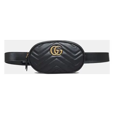 Gucci Black Leather GG Marmont Matelasse Belt Bag