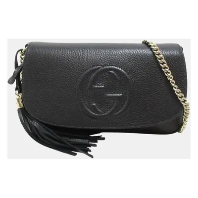 Gucci Black leather Chain Shoulder Bag