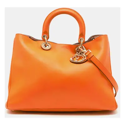 Dior Orange Leather Diorissimo Shopper Tote