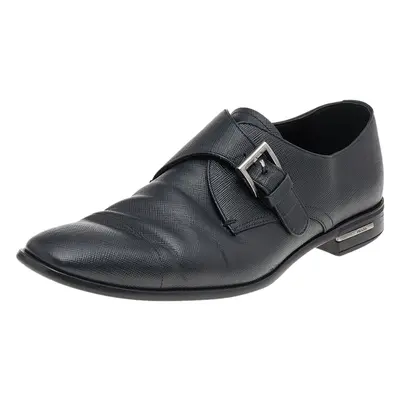 Prada Black Saffiano Leather Slip on Loafers Size 40.5