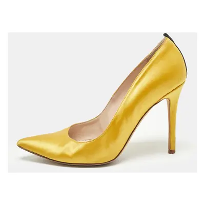 SJP Sarah Jessica Parker Yellow Satin Pointed Toe Pumps Size