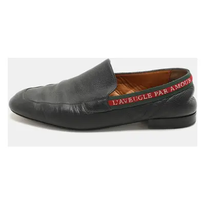 Gucci Black Leather L'Aveugle Par Amour Penny Loafers Size 42.5