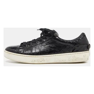 Dior Black Textured Leather Low Top Sneakers Size