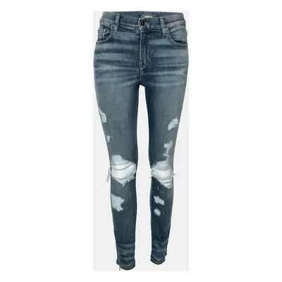 Amiri Blue Denim Distressed Ankle Zip Detailed Jeans