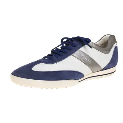 Tod's Blue/White Leather And Suede Low Top Sneakers Size