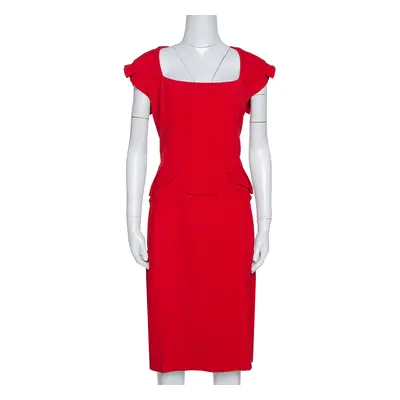 Elie Saab Red Stretch Crepe Midi Dress