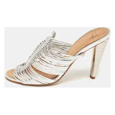 Giuseppe Zanotti Silver Leather Strappy Mules Size