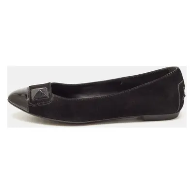 Tod's Black Suede and Patent Leather Ballet Flats Size