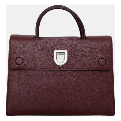 Christian Dior Burgundy Pebbled Leather Medium Diorever Bag