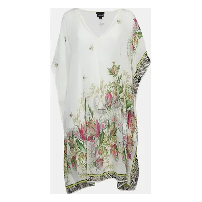 Just Cavalli White Printed Crepe Kaftan Mini Dress