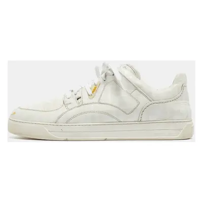 Fendi White Logo Print Leather Low Top Sneakers Size