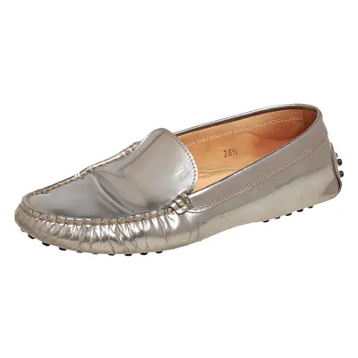 Tod's Silver Patent Leather Slip On Loafers Size 36.5